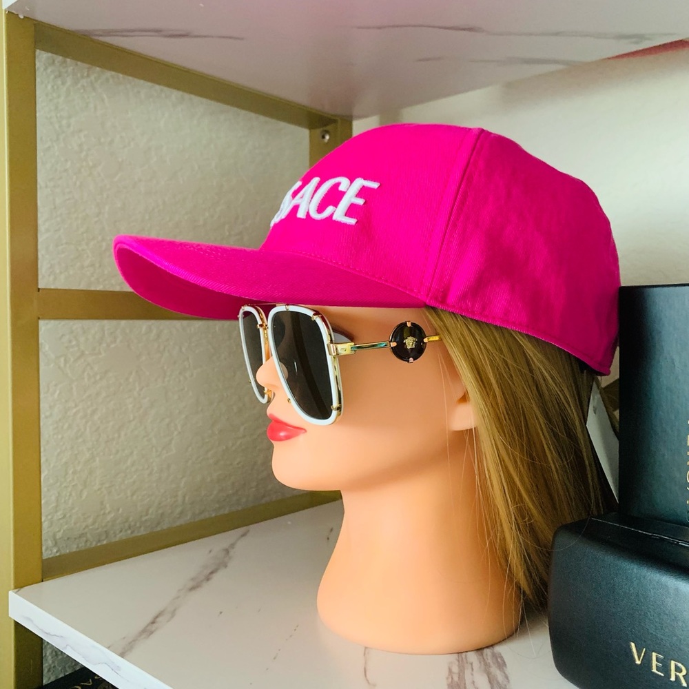 Versace Pink Hat with White Embroidery